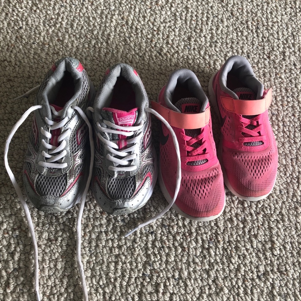 Girls Nike and Saucony Athletic shoes.